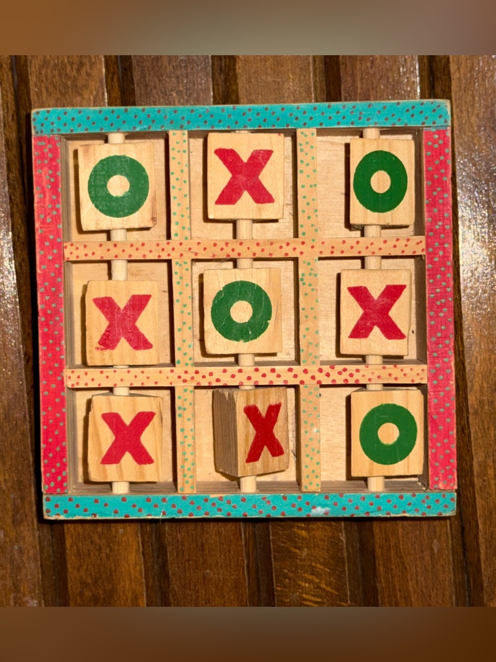 VTG Mini Wooden Rotating Block Tic- Tac- Toe Game